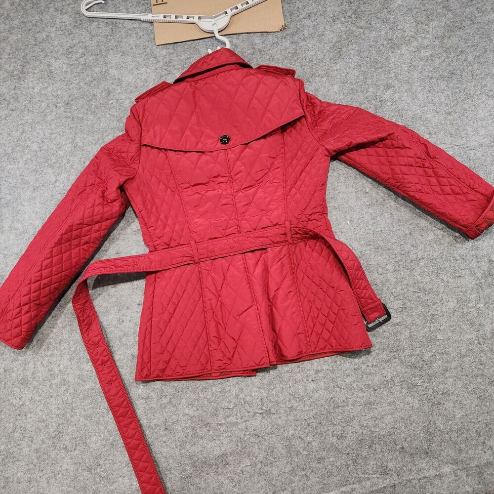 Burberry London Womens Size US‎ 10 UK 12 Quilted Red Belted Button Up Jacket - Picture 15 of 16